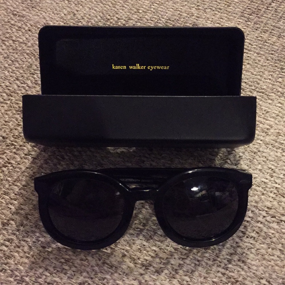 Karen Walker Super Duper black sunglasses w/case